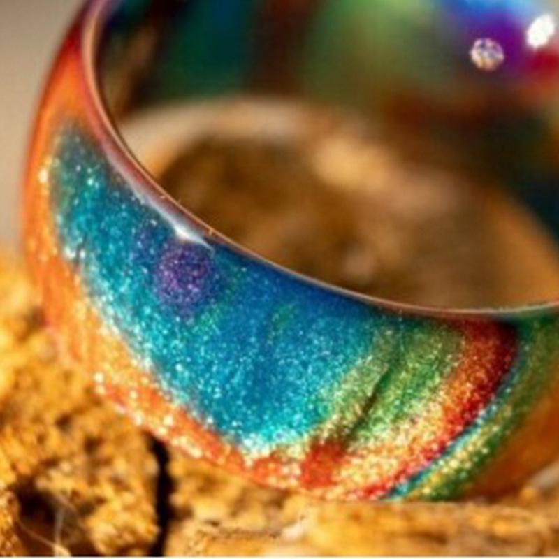 Colorful Rainbow Acrylic Resin Ring – Trendy European & American Style for Women