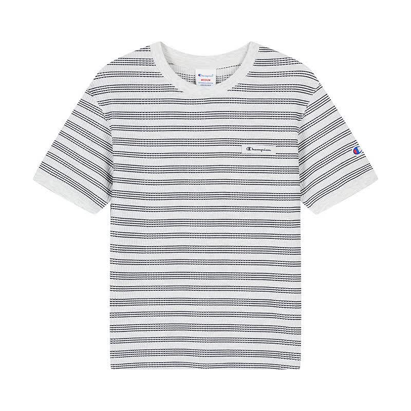 Champion Women's Striped Knit Short Sleeve Tee