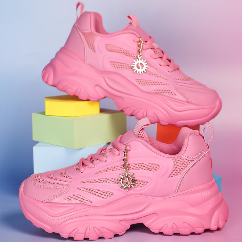 

Женские повседневные спортивные кроссовки большого размера, дышащие, на толстой подошве, удобные, модные кроссовки для бега 42 розовый