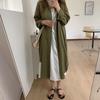 Cardigan Lungo Stile Coreano Sopra il Ginocchio con Revers Camicia Parasole 2025
