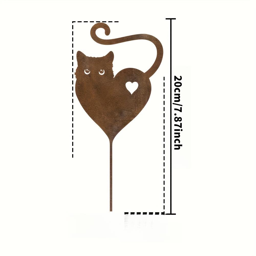 

1pc of Rustic Cat Silhouette Acrylic Garden Stake - Heart And Cat Outdoor Decoration, for Mother S Day, Patio 1pc