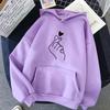 Heart Printed Hoodie For Women With Polyester Fabric And Loose Fit For Casual Wear