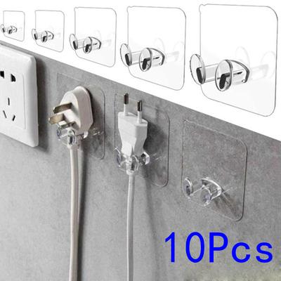 10 Stück Wandaufbewahrungshaken Stanzfrei Stromstecker Steckdosenhalter Küche Stealth-Haken Wandklebehänger Badezimmer