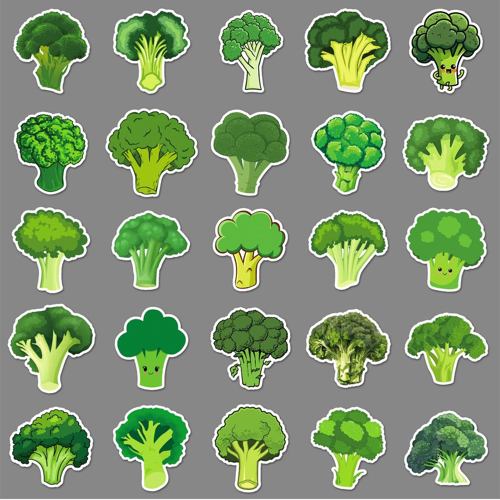 50 Broccoli Doodle Stickers Personalized Cartoon Cute Vegetable Decorative Skateboard Water Cup Mobile Phone Case Stickers