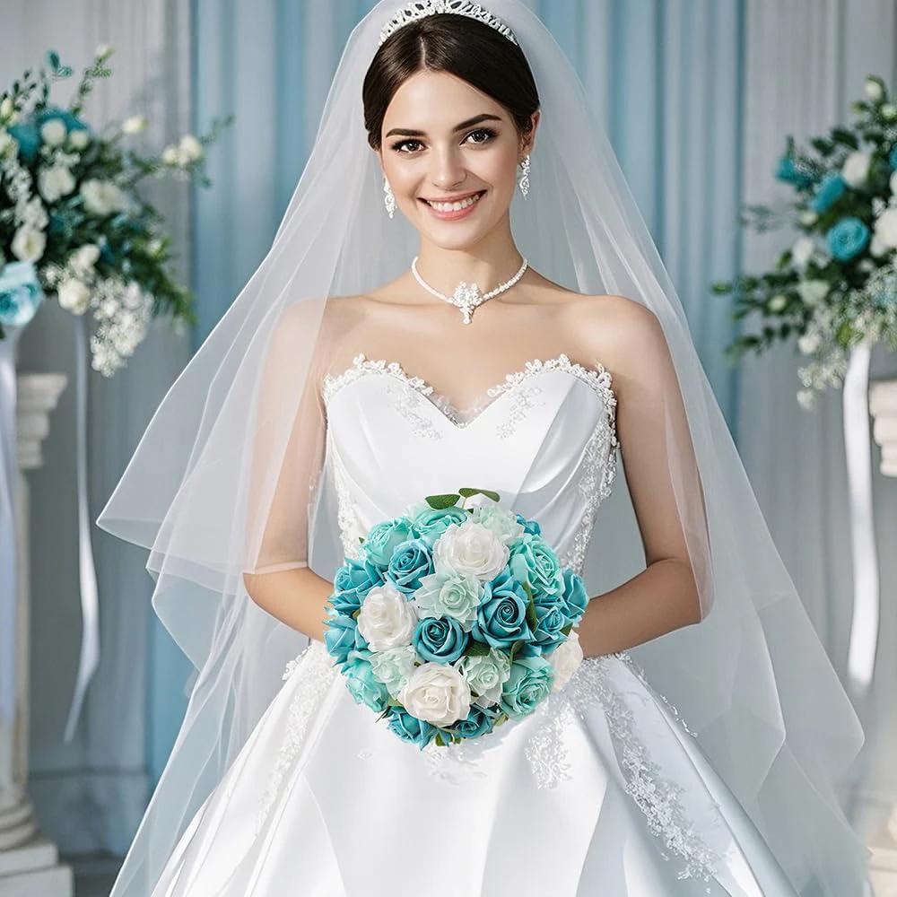 Pink Blue Artificial Flowers Combo Box Set for DIY Floral Arrangement Wedding Bouquet Party Table Centerpieces Decoration