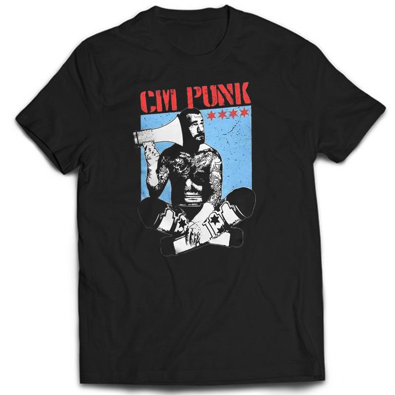 Cm Punk 100% Cotton T Shirt American Professional Wrestler Cute Fashion T-Shirts Summer Short Sleeve Gift Tshirt Vintage Loose