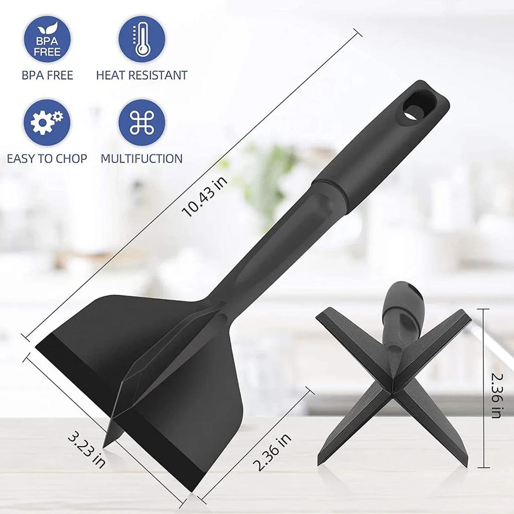 1pcs Kitchen Meat Chopper Ground Beef Masher Mixing, Grinding and Pounding Spatula Meat Scraper for Mincing Meat