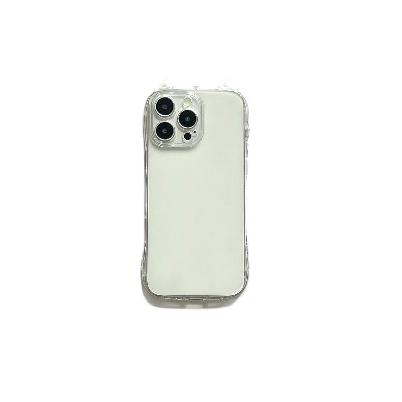 Applicable To Iphone17 Transparent Cute Black Cat Mobile Phone Case Apple 13 Pro Cartoon Cat Ear Protective Case