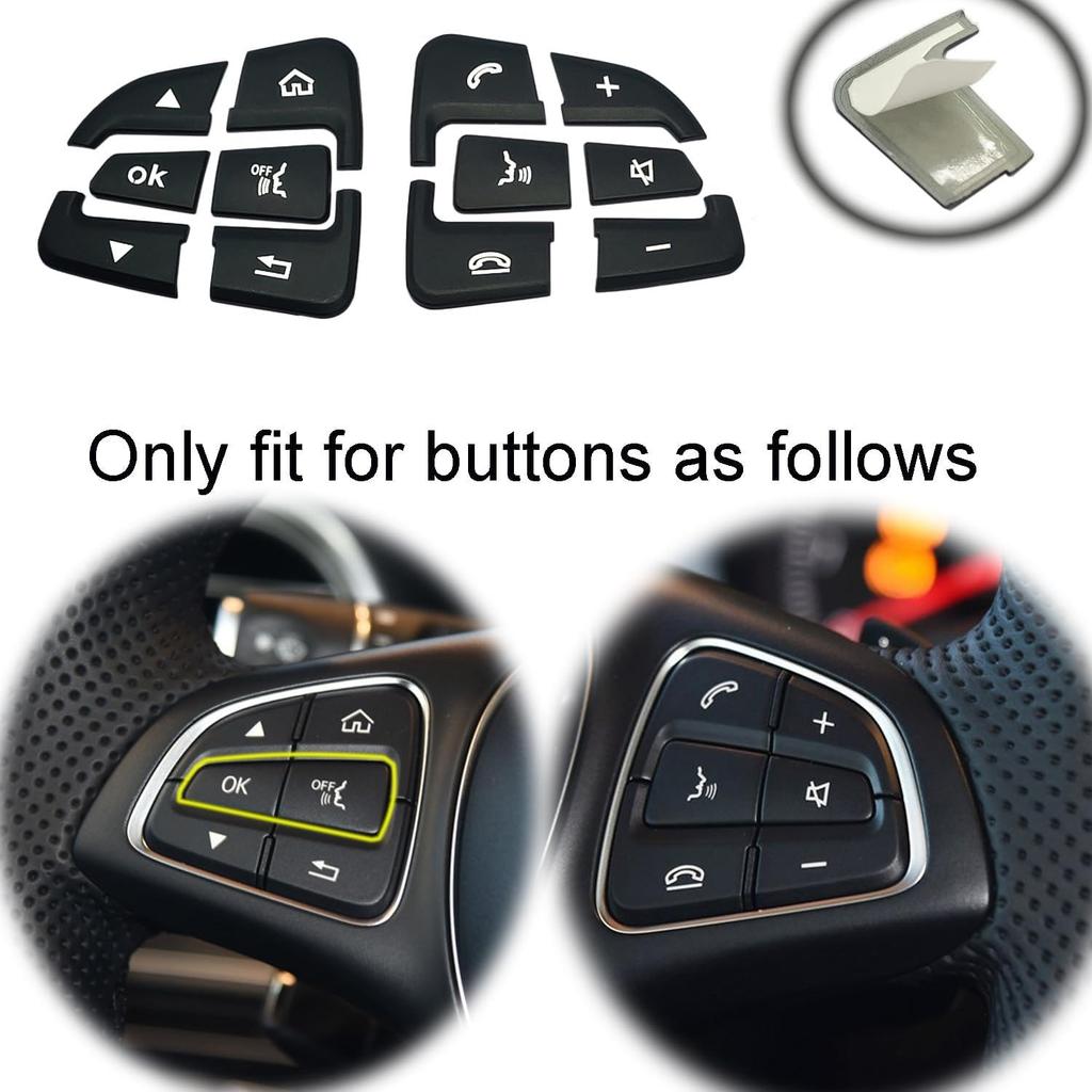 Black Car Steering Wheel Button Switch Trim Cover Sticker Compatible with Mercedes Benz C GLC V Class W205 X253 W447