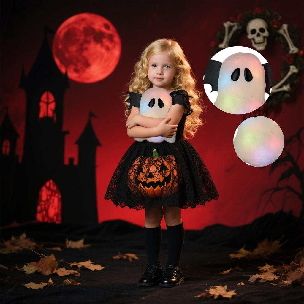 8-inch Halloween Glowing  Plush Toy, With Variable Color Lighting Effect, Cute And Soft, Suitable For Giving To Children