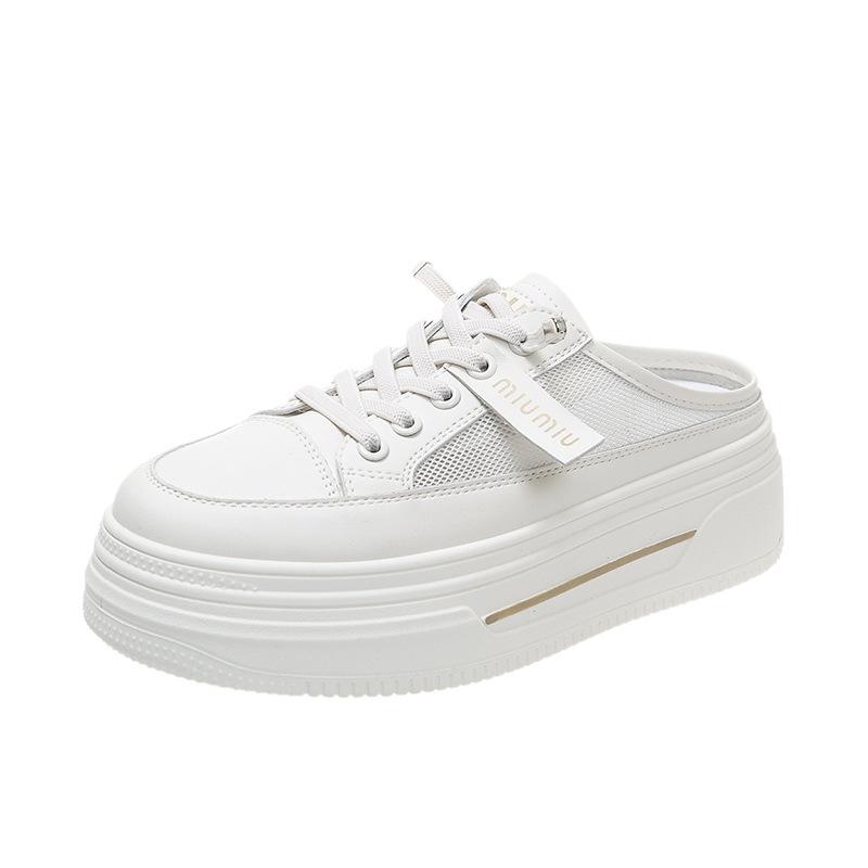 2025 summer new bag head half slippers women's outer wear shoes casual one-pedal lazy thick-soled white shoes sandals