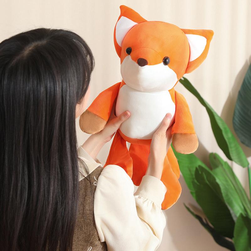 Cute Wildlife Fox Plush Cozy Toy Sweet Doll Short Velvet Fabric Elastic Cotton Filling Fine Stitching Sitting Standing Posture