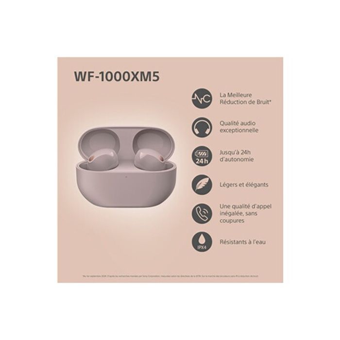 Ecouteurs sony wf-1000xm5 rose