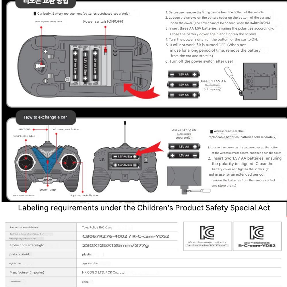 Mașinuță Poliție CK RC Jucărie Funcțională, Culori Asortate, 1 Set
