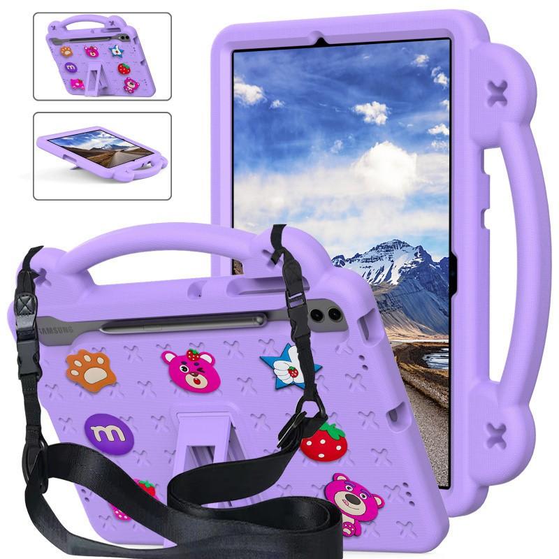 DIY Cartoon Tablet Case With Handheld Stand Galaxy Tab S9 FE S10 A8 Shockproof Creative Adjustable Strap
