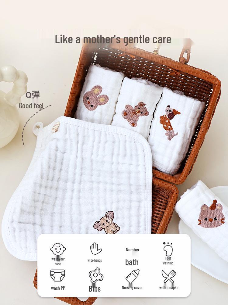 Six-Layer Soft Baby Gauze Washcloths - Absorbent Face Towels & Newborn Bibs