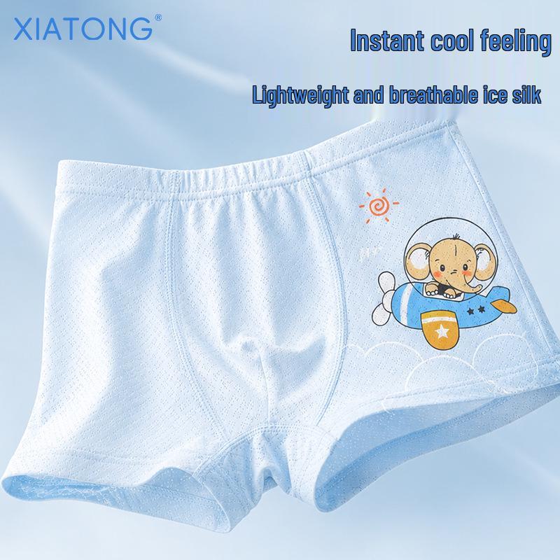 Super Thin Ice Silk Boys' Boxer Briefs - Cool & Breathable Mesh for Ages 3-12