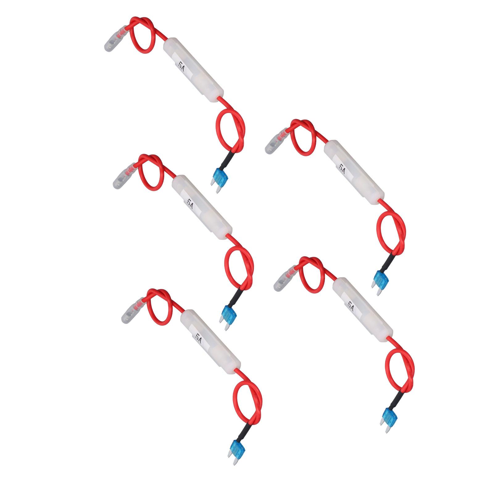 

15A Blade Holder Connector, 5A Glass Tube, 16 AWG 12 Inch Red Wire 6 x 30mm, Ideal for Tight Spaces, with Quick Insertion and