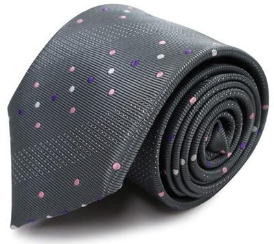 Brand Made In Nishijin Jacquard Woven Pattern Dots [Michiko London] Necktie, Japan, Ori, 100% Silk, Weave, (B Pattern Gray)