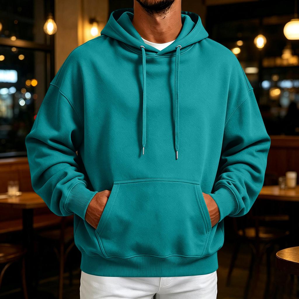 Men's Retro Hoodie Loose Fit Casual Pullover Sweatshirt for Fall Winter