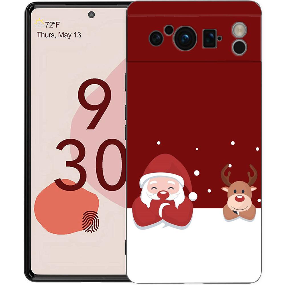 Funny Cartoon New Year Christmas Santa Phone Case For Google Pixel 9 8 7 6 Pro XL 8A 6A 7A 5G Soft TPU Black Cover Fundas
