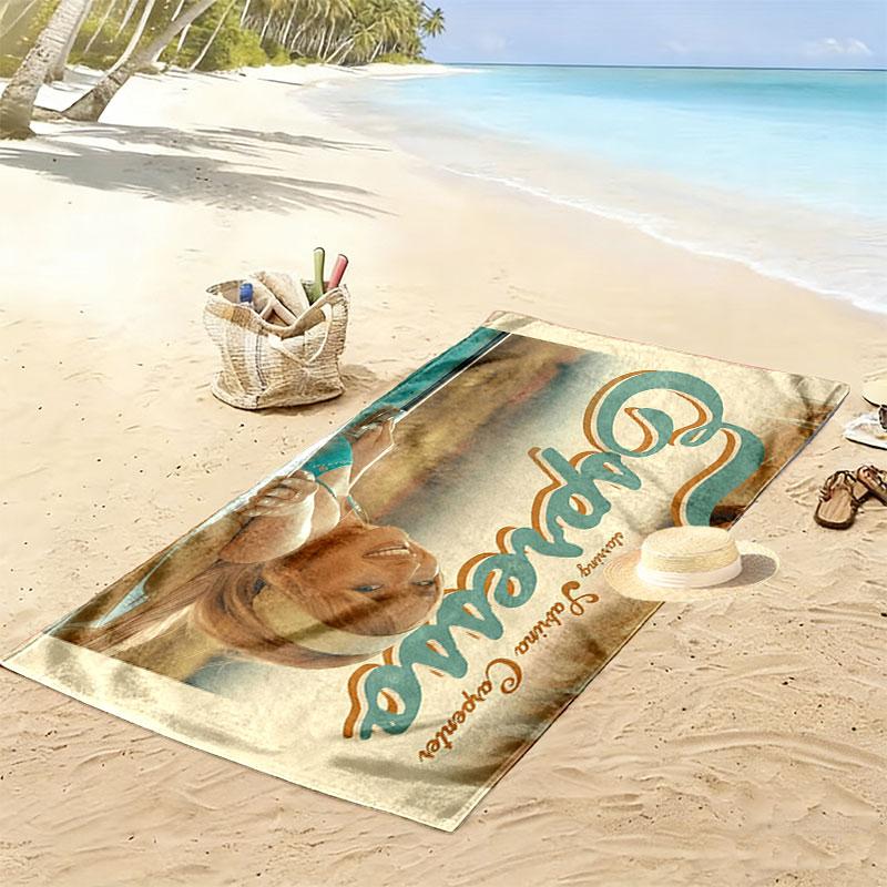Sabrina Print Beach Towel, Large Soft Quick Dry Towel for Beach Camping Swimming