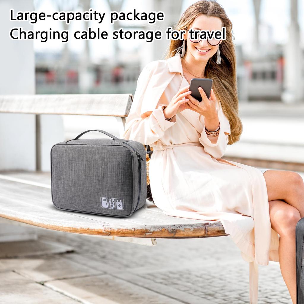 Large,Capacity Multi,compartment Organizer Bag For Cables, Travel Use