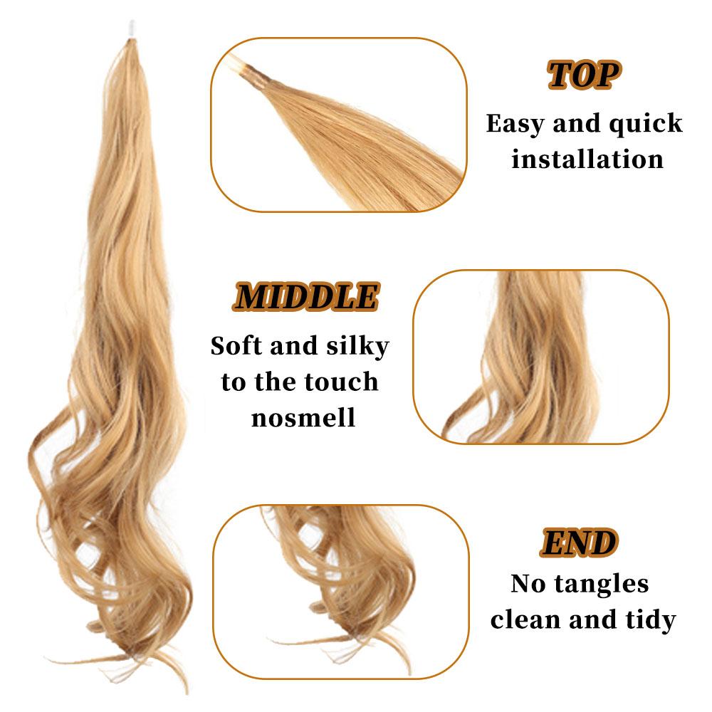 32 palcové elastické predlžovanie vlasov do chvosta s dlhým zmiešaným blond čiernym chvostom pre ženy na každodenné použitie
