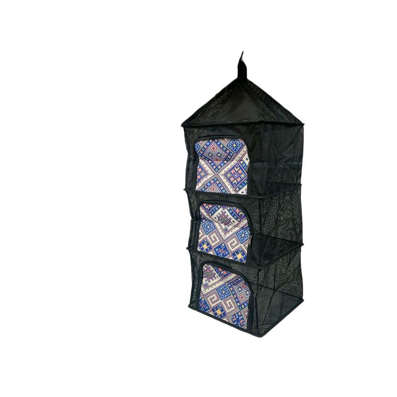Four-Layer Outdoor Folding Drying Rack for Cutlery, Fruit, and Vegetables with Mosquito-Proof Hanging Net