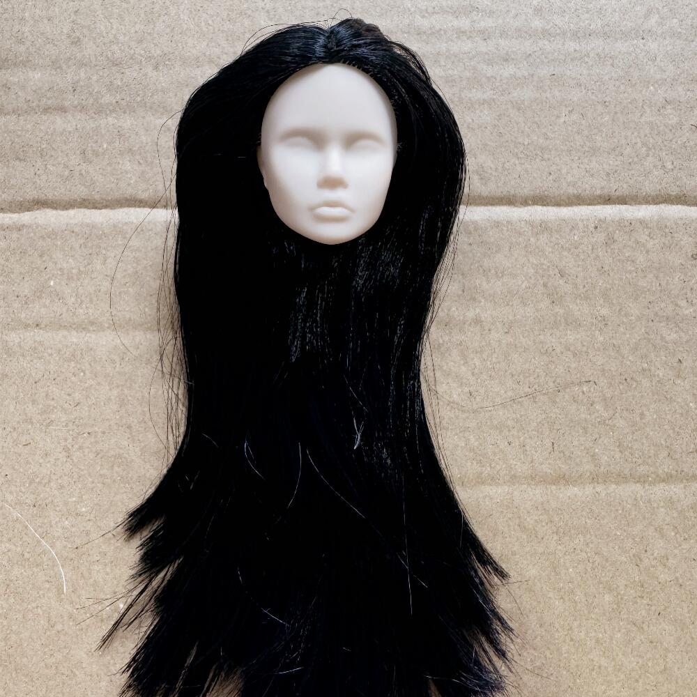Vintage 1/6 Blank Face Doll Heads With Hair Fashion Doll Head Make Up Practice DIY Toy Parts Girls Birthday Gifts