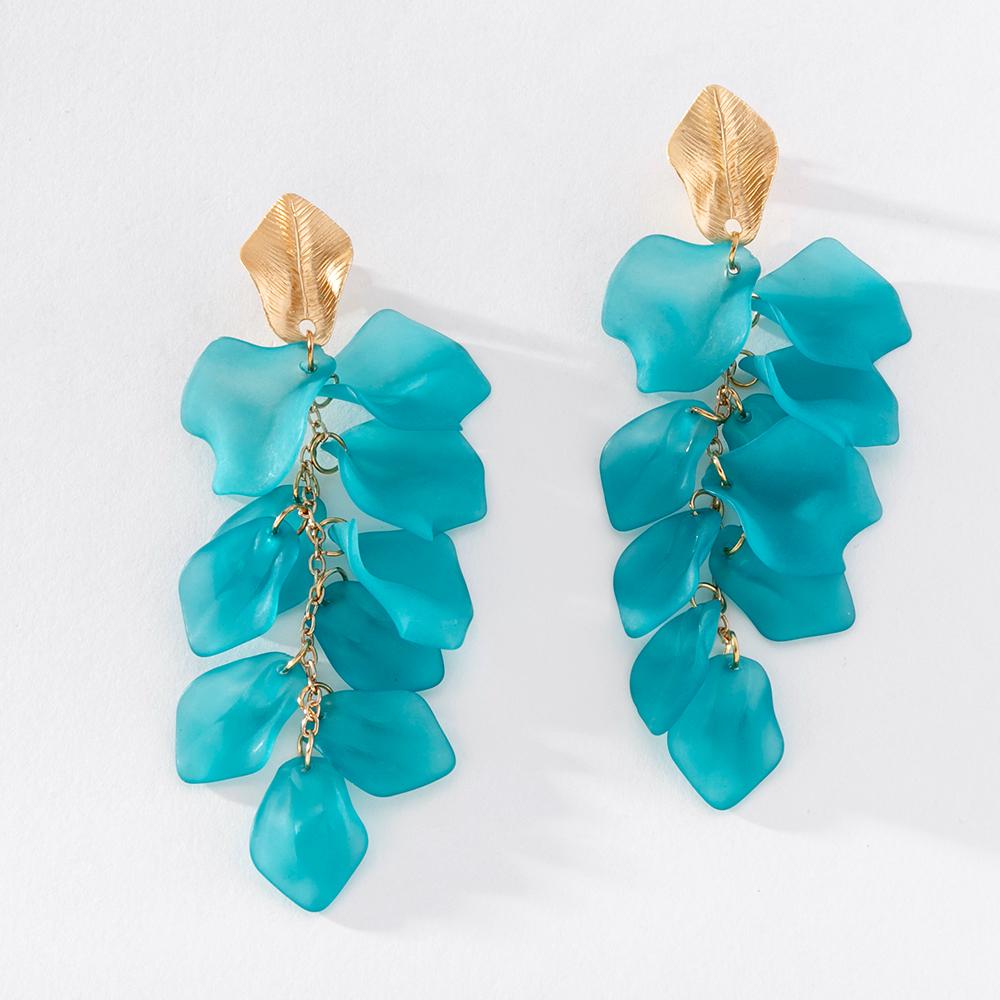 Pinkdudu Fashion 4 Color Acrylic Rose Petal Drop Earrings Romantic Charming Flower Dangle Earring for Women Jewelry PD1246