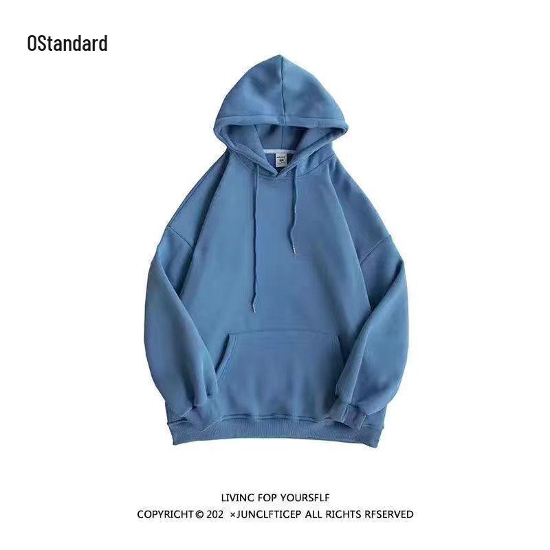 Men's Dark Green High-Gloss Heavy Oversized Hooded Sweatshirt for Autumn/Winter, Plus Velvet, Basic Style.