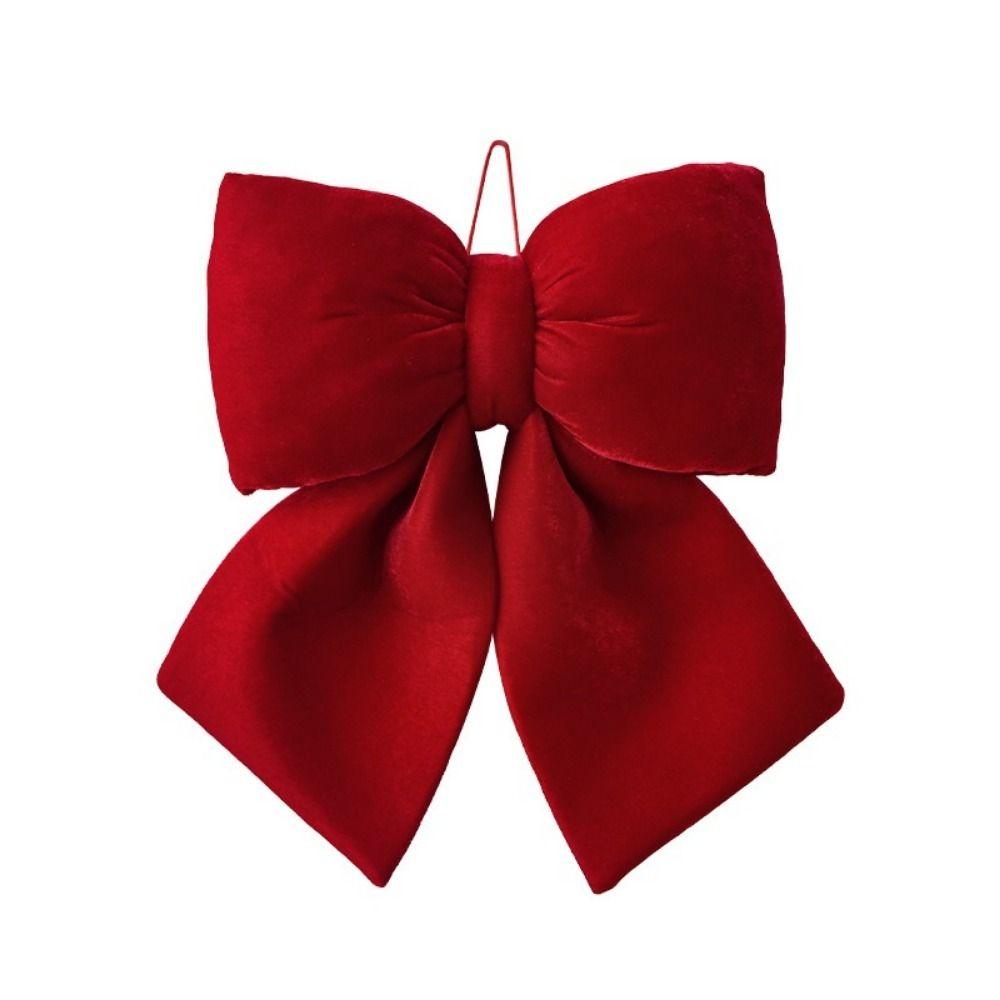 Soft Textured Christmas Red Bowknot Pendant Flannelette Bowknot Hanging Pendant Stairs Railing