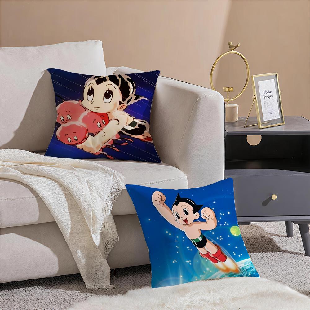 Classic Japanese Anime AAstroboy Cushion Cover Pillowcase Short Plush Invisible Zipper Room Sofa Cushion Cover