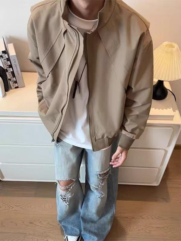 

Men s American Deconstructed Patchwork Pilot Jacket - Trendy Spring/Autumn Outdoor Wear 2XL хакі
