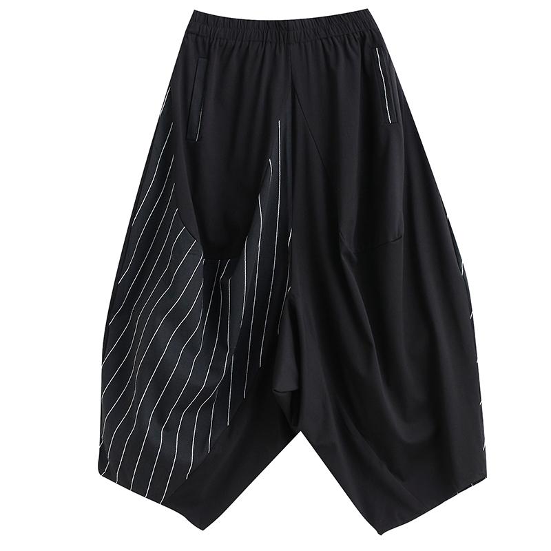 

XITAO Полосатые брюки длиной до икры Модные женские повседневные брюки с богиней WLD11631 One Size чёрный