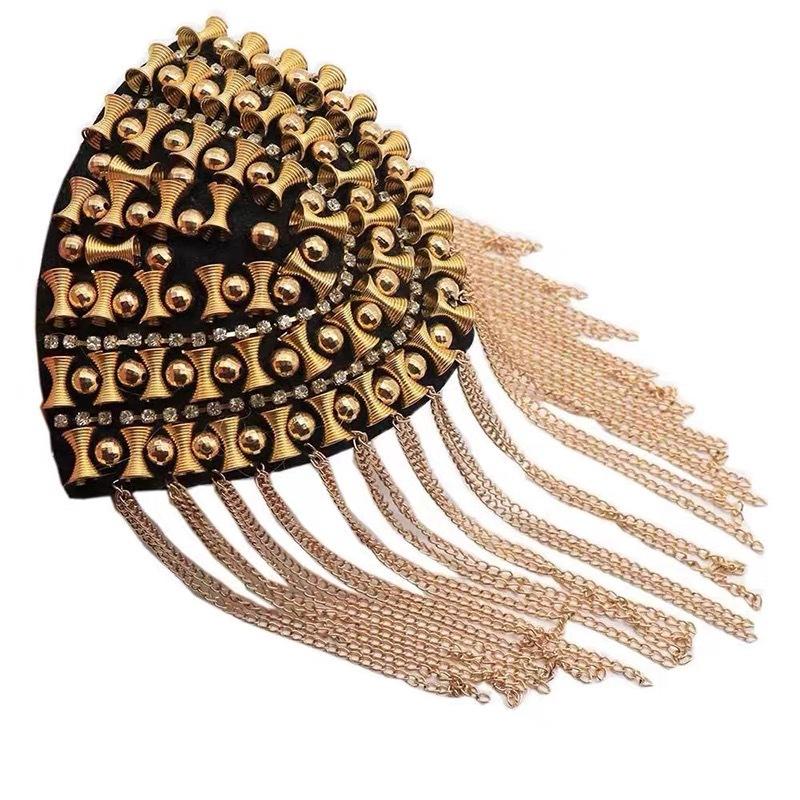 

Western-Style Performance Costumes Metal Punk-Syle Shoulder Ornaments Epaulets For Clothing Accessories золотий