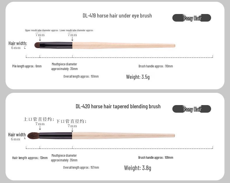 5/8-Piece Eye Brush Set: Pony Hair Blending, Luminous Wood Handle, Slanted Eyebrow, Eyeshadow, Concealer Brushes