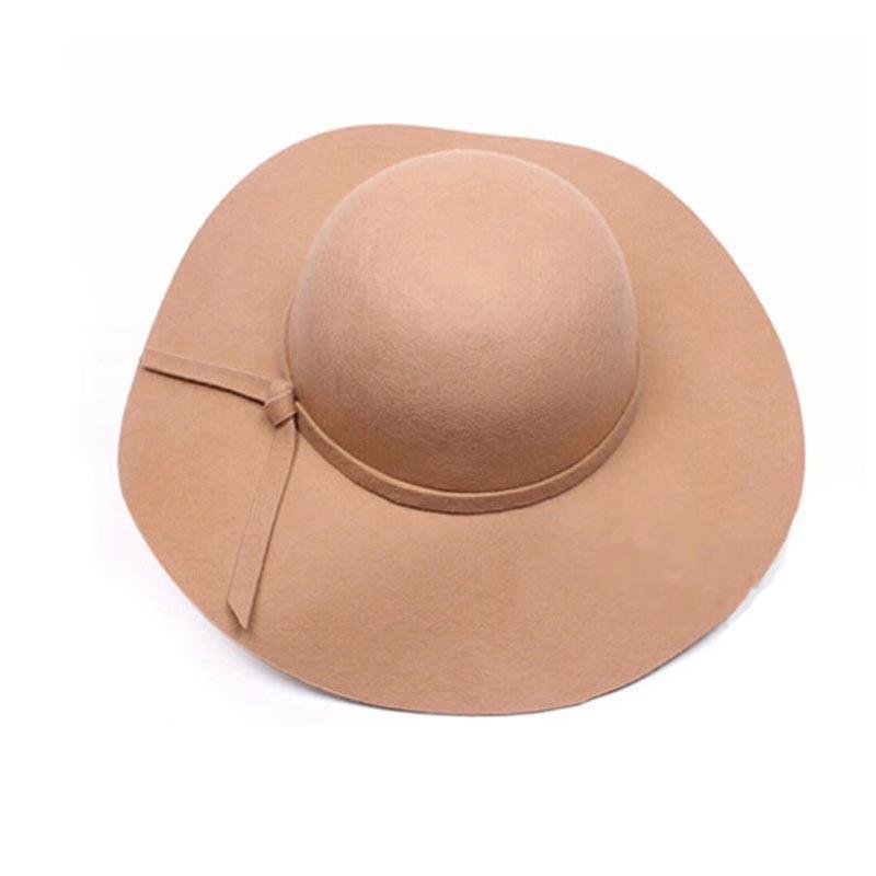 Women Girls Wool Wide   Bowler Fedora Hat Lady Floppy  