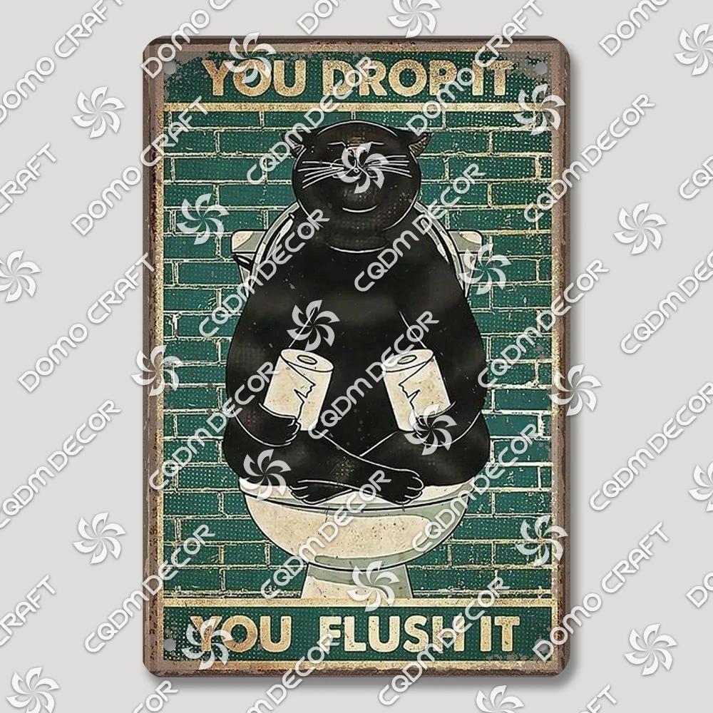 Vintage Retro Metal Tin Signs  Cute Owl Pig Cat and Funny WC Posters for Bathroom Mall BBQ Cafe Bar Pub Wall Decor