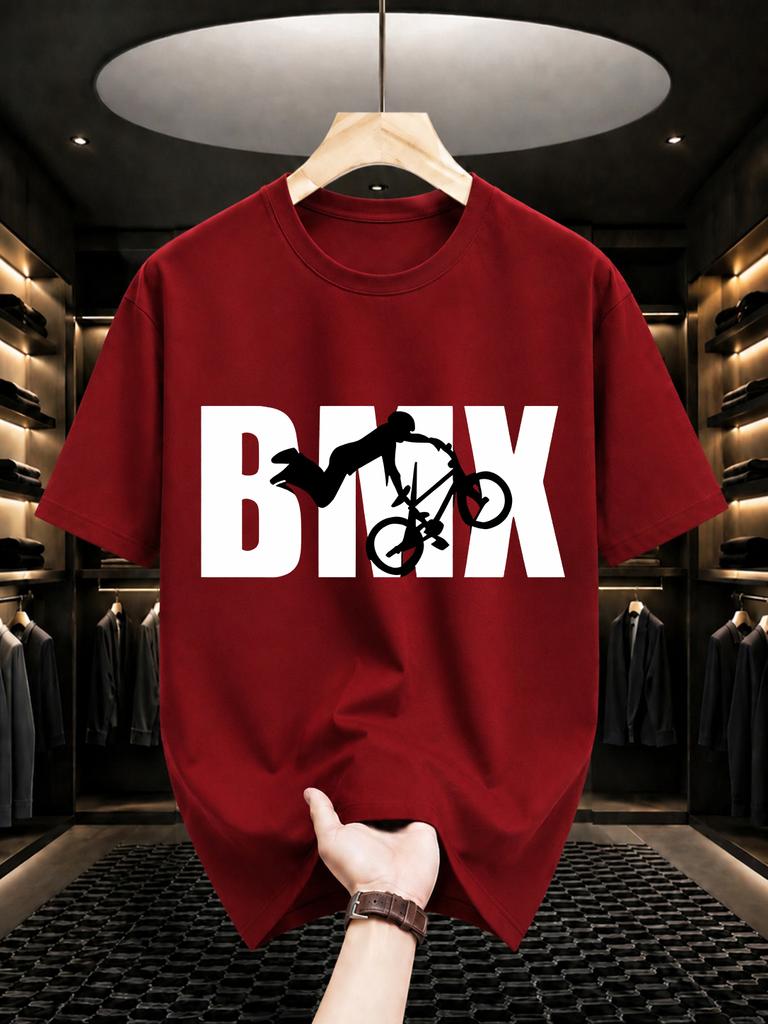 2026 New Pure Cotton Tshirt Bmx Bmx Rider Stunt Print Crew Neck Short Sleeve Casual Top