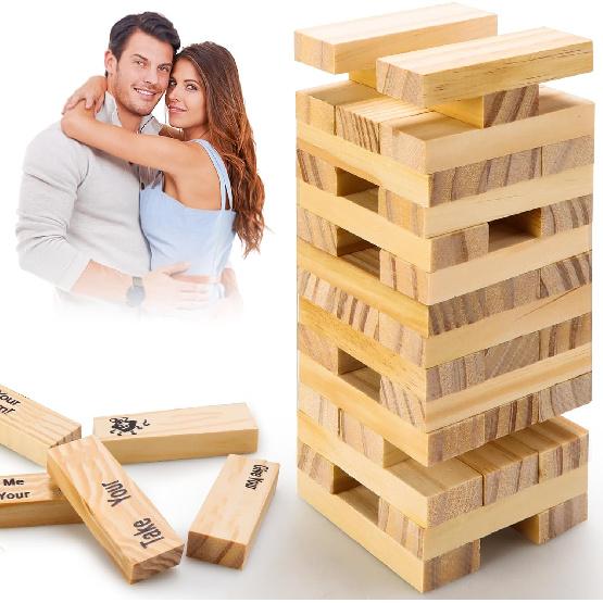 Супер Непослушная Игра Башня из Блоков, Блоки для Игры Парой, 48 Штук Непослушных Блоков, Веселый Подарок на День Святого Валентина, Игры для Взрослых на Свидание Парой, Строительство Башни