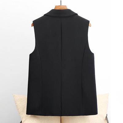 Single-breasted Waistcoat Elegant Women's Sleeveless Vest with Double Buttons Deep V Neck Western Style Cardigan Suit Coat