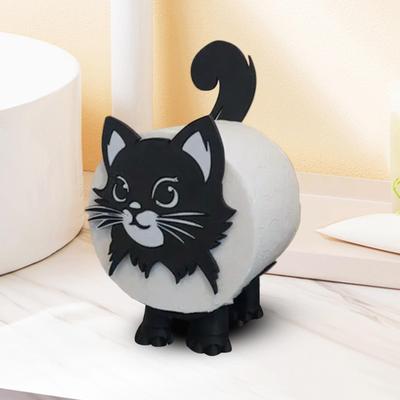 3D Printed Cat Toilet Paper Holder Cute Self-Standing Bathroom Tissue Roll Rack Funny Home Decor for Restroom Apartment