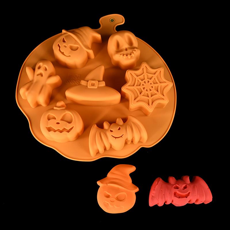 Halloween Pumpkin Silicone Mold Ghost Bat Chocolate Cookie Candy Mould Halloween Party DIY Baking Tools Cake Decoration Ice Mold