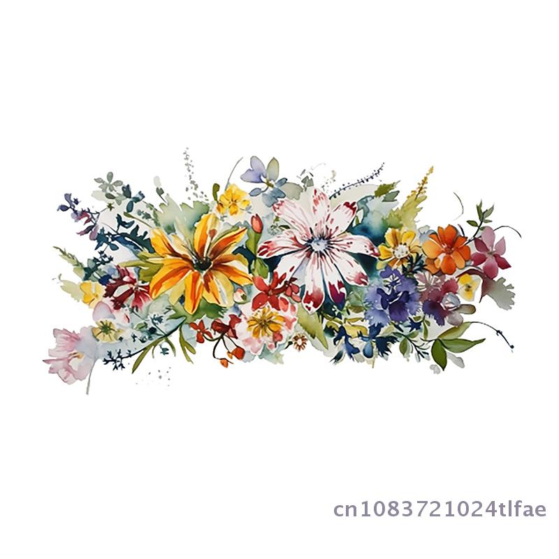 Waterproof Bathroom Toilet Sticker Home Wall Decoration Self-adhesive Stickers Bouquets Of Flowers And Piles Of Brocades