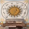 Zodiac Astrology Wheel Tapestry Wall Hanging Sun Signs Mandala Art Decor for Bedroom Living Room