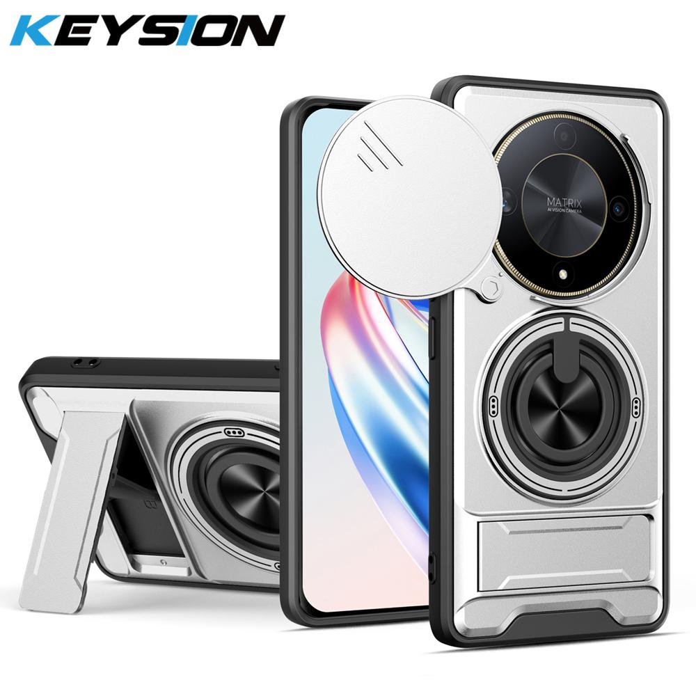 KEYSION Magnetic Phone Case for Honor X9b 5G X9A Slide Camera Protection Upright Kickstand Shockproof Cover for Magic 5 6 Lite
