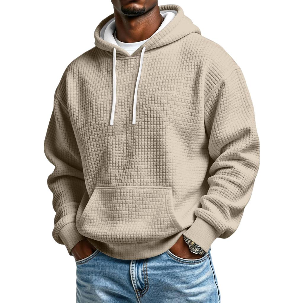 Men's Knit Hooded Sweatshirt Color Casual Winter Pullover