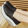Women Platform Loafers Students Casual Black Leather Elevator Shoes Thick Sole Height Increase White Sneakers